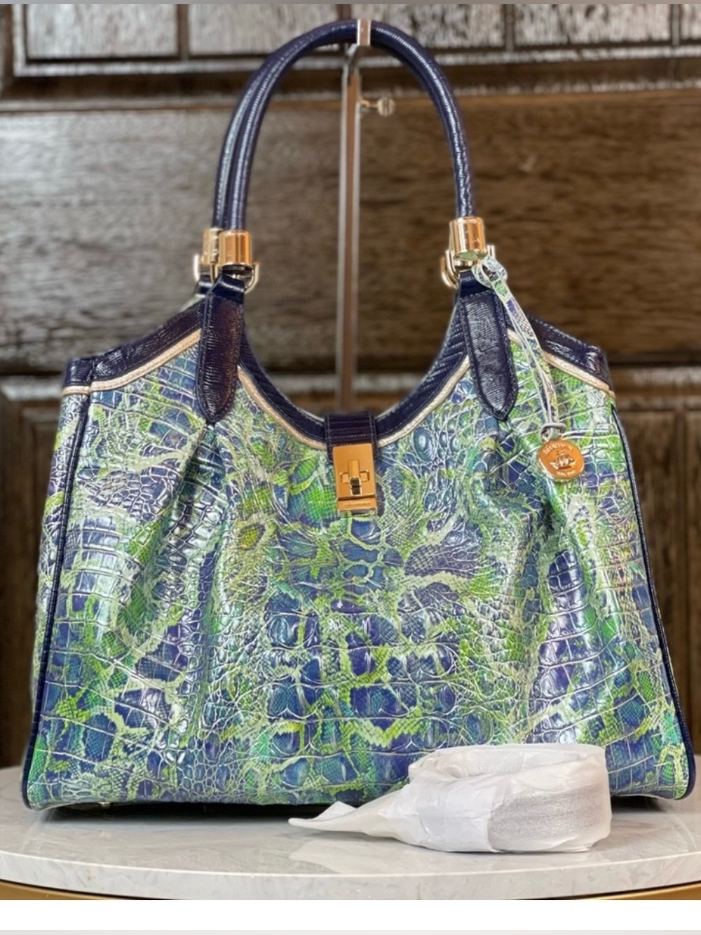 Brahmin Celia Green Viper Mackay Bag Green in Genuine Leather - Picture 2 of 15